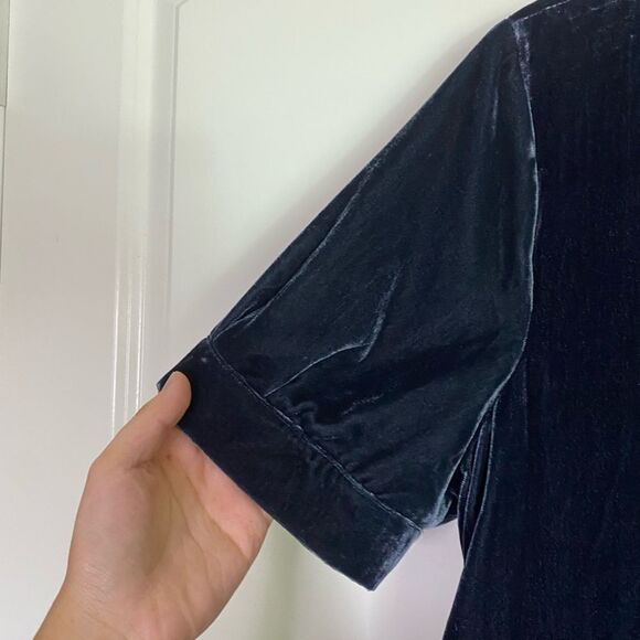 Vince Camuto Coat Vintage Inspired Navy Velvet Button Down Elegant size 8 - Picture 7 of 10